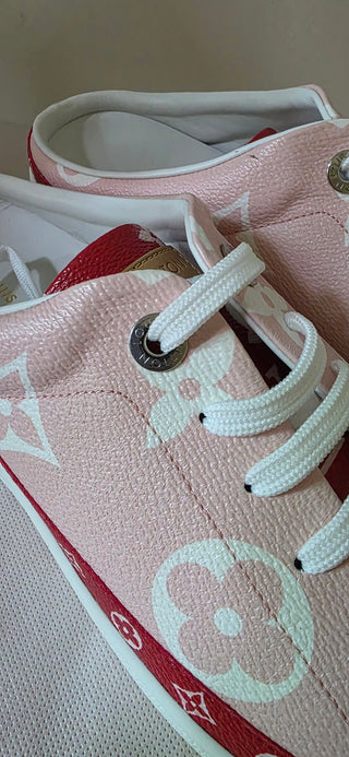 Louis Vuitton Pink Red LV Monogram Sneakers 41 sz