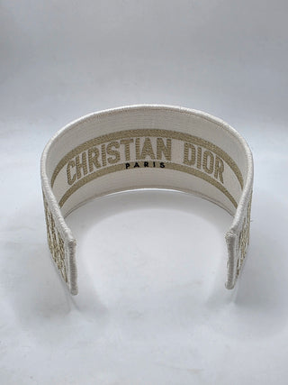 Christian Dior Beige gold Logo patterned canvas wide headband