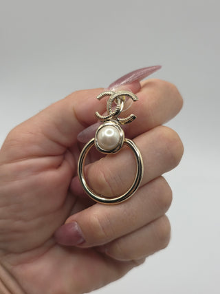 Chanel Gold-tone 2022 Faux Pearl Interlocking CC Drop Earrings