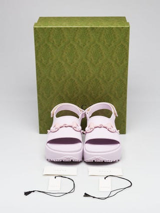 Gucci Purple Rubber Horsebit Platflorm Sandals 40 sz