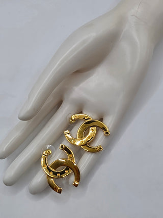 Chanel Gold-tone 2026 Oversize Interlocking CC stud earrings