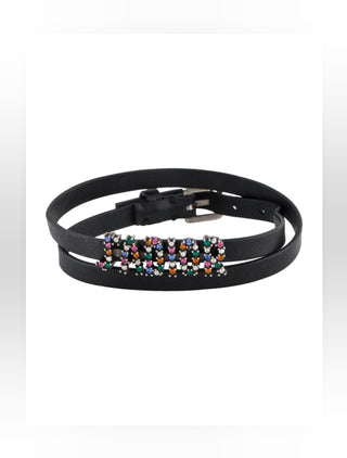 Christian Dior Crystal J'Adior Double Black Leather Loop Bracelet