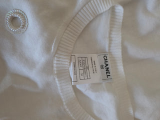 Chanel White Interlocking CC logo Shortsleeve Top US6, FR38