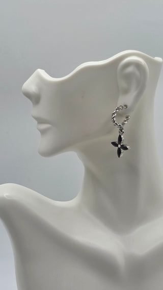 Louis Vuitton Silver-tone Enamel Set of 3 Sweet Monogram Drop Hoop Earrings