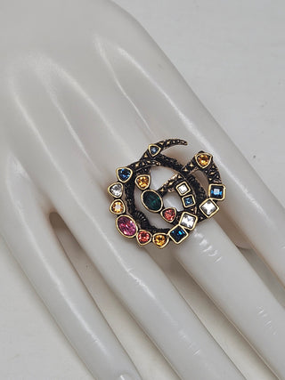 Gucci Crystal 'GG' Logo Cocktail Ring SZ 6.75 M