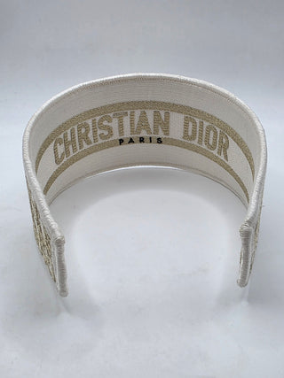 Christian Dior Beige gold Logo patterned canvas wide headband
