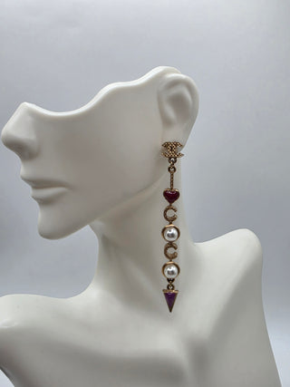 Chanel Gold-tone Faux Pearl & Enamel 'Coco Chanel' Drop Earrings