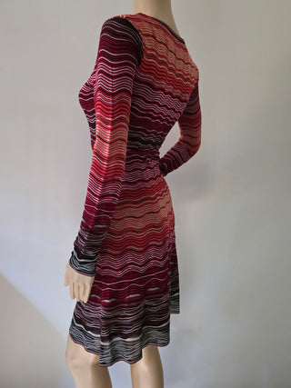 Missoni Red Multicolor Striped Knee-Length Dress XS sz