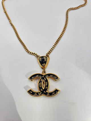 Chanel 2023 Gold-tone Resin Foil CC Pendant Necklace