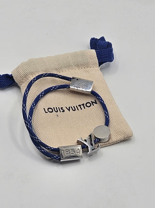 Louis Vuitton Blue Silvertone LV Charm Fluo Neon Adjustable Bracelet