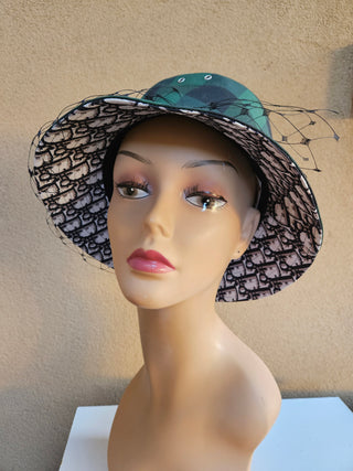 Christian Dior Black Green Diorissimo Logo Printed Bucket Hat