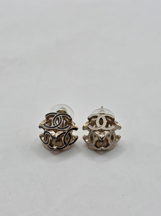 Chanel Gold-tone 2022 Resin Interlocking CC Stud Earrings