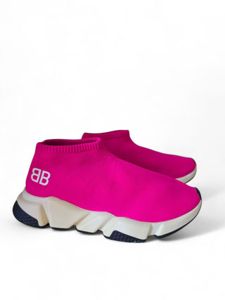 Balenciaga Hot pink Logo Printed sock sneakers 39 sz