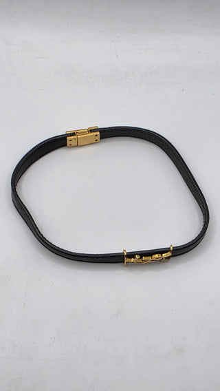 Saint Laurent Gold-tone YSL Logo Leather Choker