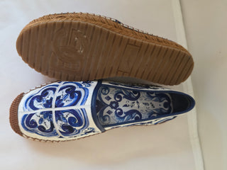 Dolce & Gabbana Blue White Signature print espadrilles 36 sz