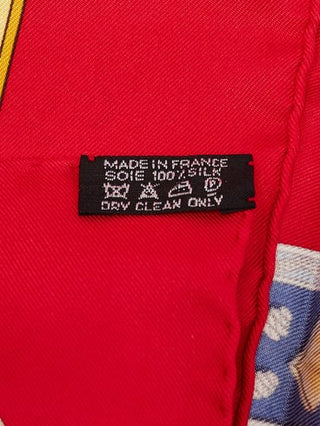 Hermes 90cm Red Gold Mors Et Gourmettes Henri d'Origny Silk Scarf