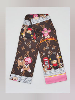 Louis Vuitton Brown Christmas Animation London LV Printed Silk Bandeau