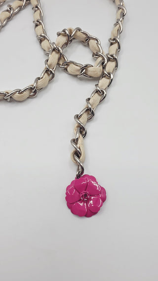 Chanel Gold-tone white leather 2004 Chain-Link Belt M sz