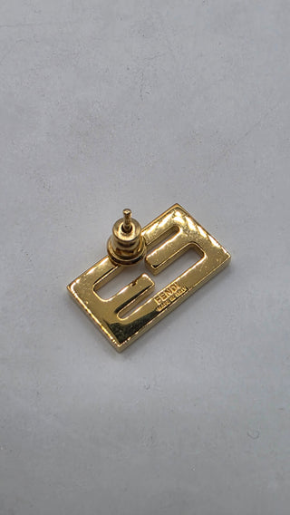 Fendi Gold-tone FF Crystal Baguette Stud Earrings
