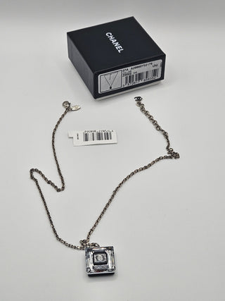 Chanel Black resin Crystal Interlocking CC Cube Pendant Necklace