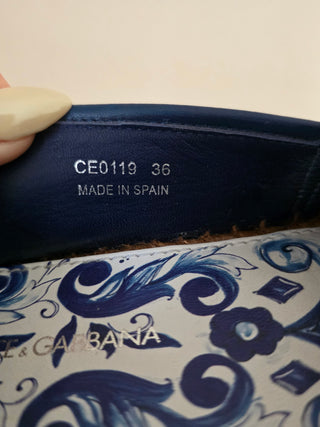 Dolce & Gabbana Blue White Signature print espadrilles 36 sz