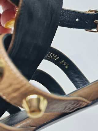 Balenciaga Brown Leather Studded Arena Giant 12 Sandals 39.5 EU
