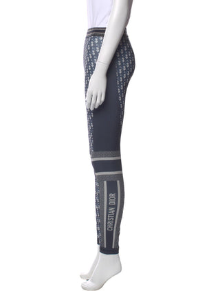 Christian Dior Blue Multicolor Oblique Diorissimo Logo leggings M sz
