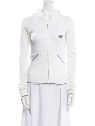 Chanel White Interlocking CC Ligo 2005 Hooded Sweater S US4 sz