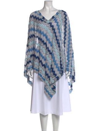 Missoni Mare Blue Multicolor Striped V-Neck Sweater Tunic M sz
