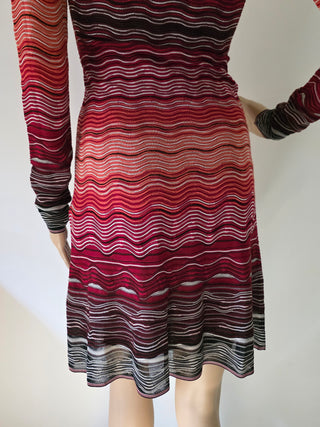 Missoni Red Multicolor Striped Knee-Length Dress XS sz
