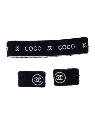 Chanel Multicolor CC Logo Coco Headband & Wristband Set