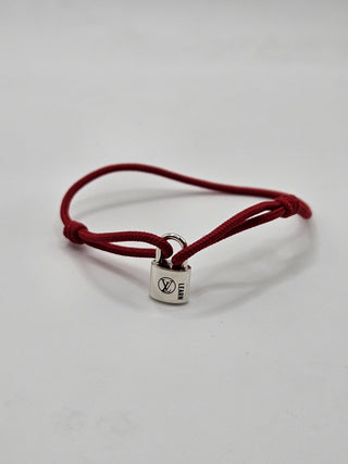 Louis Vuitton Red Silver Lockit Cord Bracelet