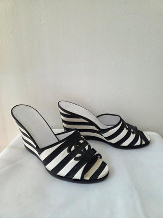 Chanel Black multicolor Interlocking CC 2010 Slides wedges 41 sz
