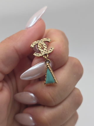 Chanel Gold-tone Enamel Interlocking CC Drop Earrings