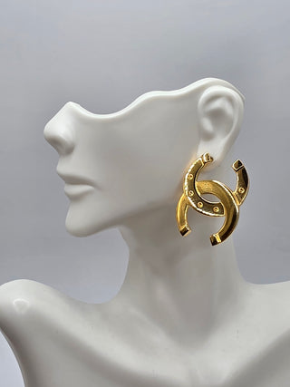 Chanel Gold-tone 2026 Oversize Interlocking CC stud earrings