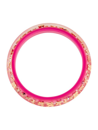 Louis Vuitton Pink Gold-tone Resin Crystal Inclusion Bangle Bracelet