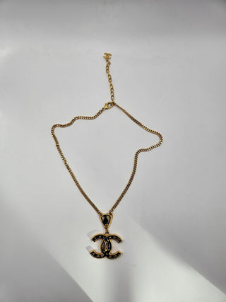 Chanel 2023 Gold-tone Resin Foil CC Pendant Necklace