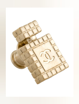 Chanel Gold-tone 2022 Interlocking CC Perfume Bottle Pin