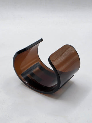 Fendi Brown Resin FF Logo Wide Cuff Bracelet