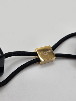 Louis Vuitton Gold-tone Black LV Monogram Inclusion Hair Tie