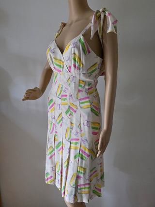 Chanel Multicolor Interlocking CC Logo Summer Knee-Length Dress S sz