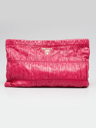 Prada Pink Patent Gauffre Leather Clutch Bag BP0624