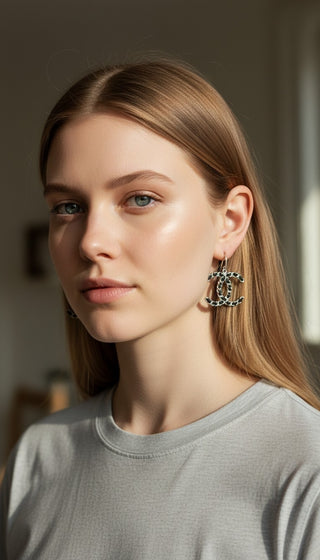 Chanel oversized Woven Interlocking CC Drop Earrings