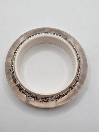 Louis Vuitton White Silver Crystal Resin Inclusion Bangle Bracelet