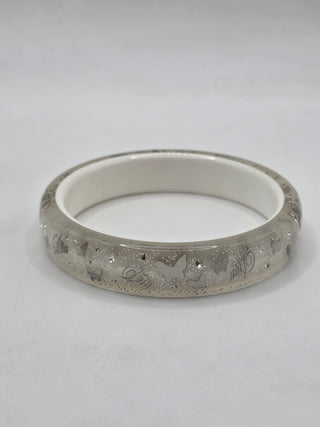 Christian Dior Silverstone Clear Butterfly Motif Logo Charm Bangle