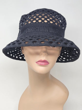 CHRISTIAN DIOR Black Cutout Logo Printed Bucket Hat S sz