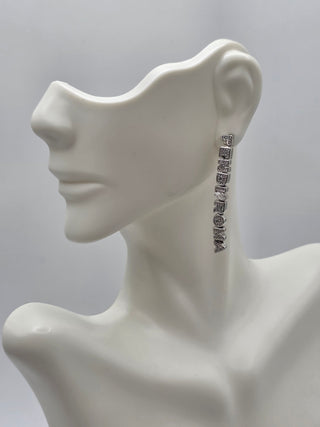 Fendi Silver-tone Logo Crystal Roma Drop Earrings