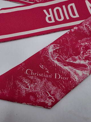Christian Dior Red White CD Monogram Printed Silk Scarf