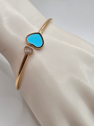 Chopard 18K Composite Turquoise Diamond Happy Heart Bangle