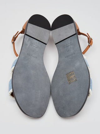 Hermes Blue Clair Brige Denim Santorini Sandals 37 sz